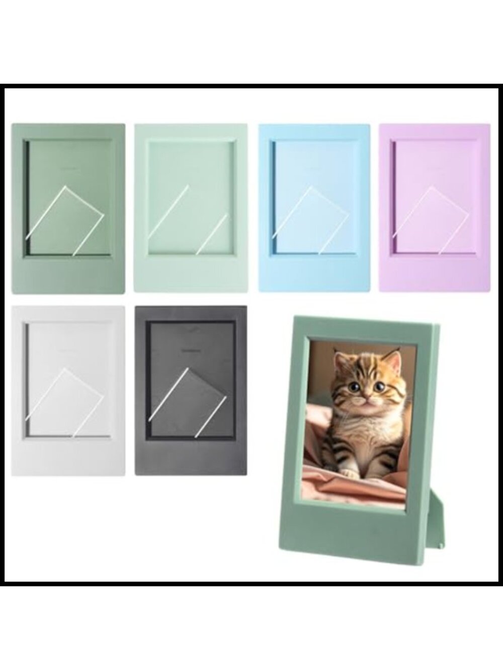 Mini Picture Frames 2x3 Inch Set of 6 Tabletop Decor Plastic Easel Back